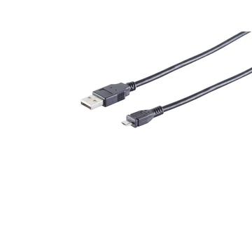 USB-A adapterkábel, Micro-B, 2.0, fekete, 0,5 m