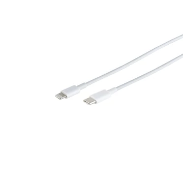 USB-C adapterkábel, 8 tűs, PD, ABS, fehér, 1 m