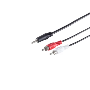 3,5 mm-es sztereó jack - 2 RCA csatlakozó, 5 m-es kábel