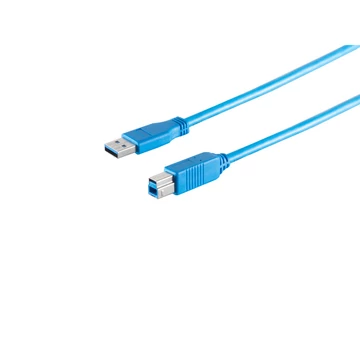 USB-A adapterkábel, USB-B, 3.0, kék, 3m