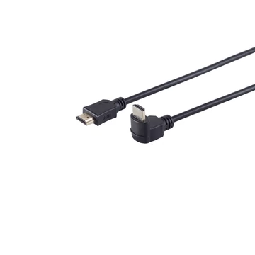 HDMI kábel, 4K, aranyozott, 90 fokos csatlakozóval, fekete, 1,5 m