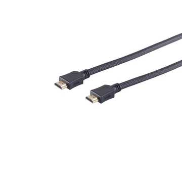 HDMI kábel, 4K, aranyozott, vászon külső, fekete, 3 m