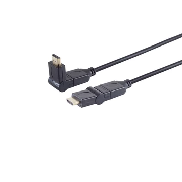 HDMI kábel, 4K, arany, 2x forgatható csatlakozóval, fekete, 5m