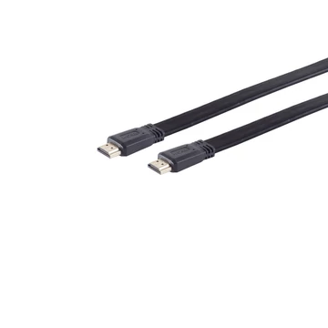 HDMI lapos kábel, 4K, aranyozott, fekete, 5 m